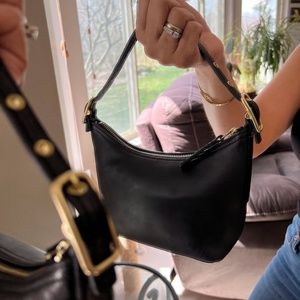 Vintage Coach 9844 Mini Demi Hobo Black Leather Shoulder Mini Bag Handbag Purse